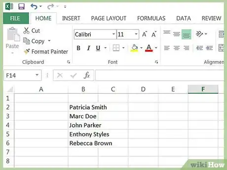 Imagen titulada Separate First Names and Last Names Into Separate Fields in a Microsoft Excel List Step 1