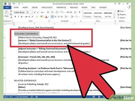 Imagen titulada Create a Resume in Microsoft Word Step 14