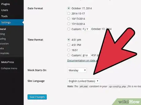 Imagen titulada Change the Default Language in Wordpress Step 6