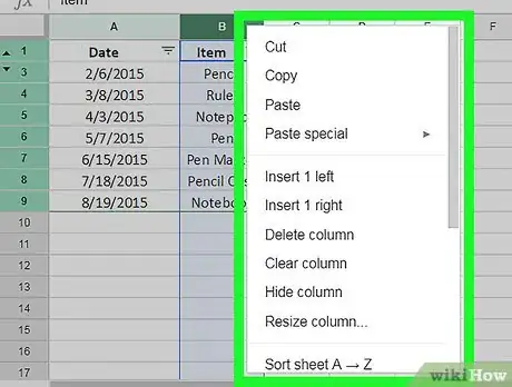 Imagen titulada Hide Columns on Google Sheets on PC or Mac Step 5