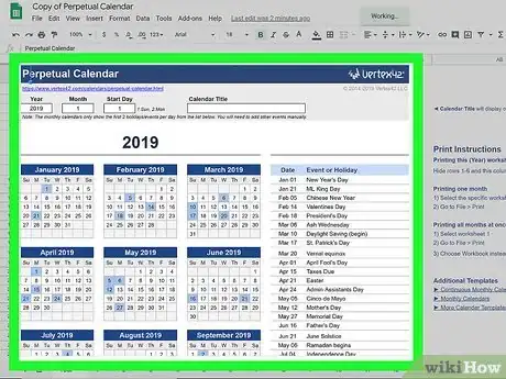 Imagen titulada Create a Calendar in Google Docs Step 29