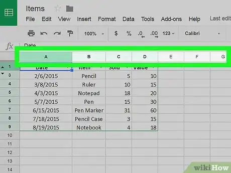 Imagen titulada Hide Columns on Google Sheets on PC or Mac Step 3