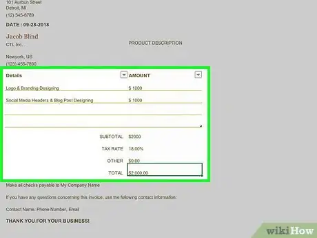 Imagen titulada Make an Invoice on Excel Step 15