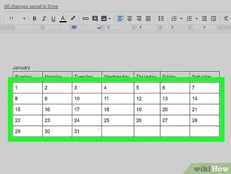 Imagen titulada Create a Calendar in Google Docs Step 9