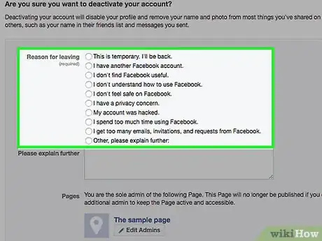 Imagen titulada Deactivate a Facebook Account Step 21