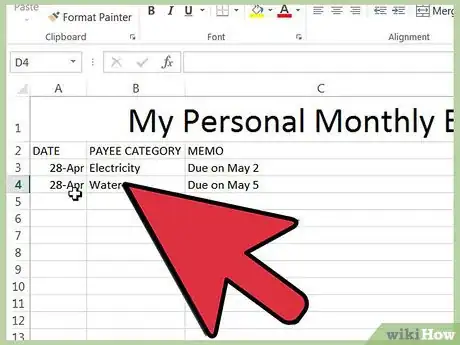 Image intitulée Track your Bills in Microsoft Excel Step 10