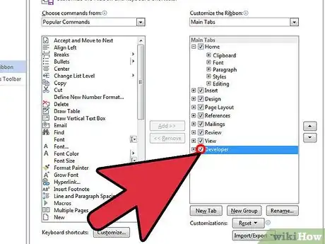 Image intitulée Add the Developer Tab to the Ribbon in Word Step 5