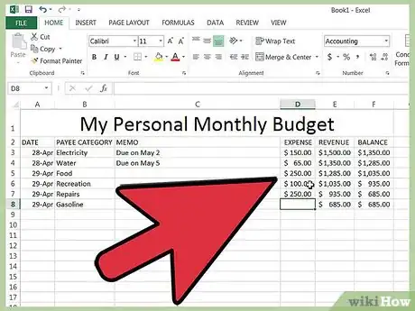 Image intitulée Track your Bills in Microsoft Excel Step 12