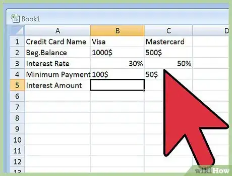 Image intitulée Calculate Credit Card Interest With Excel Step 3