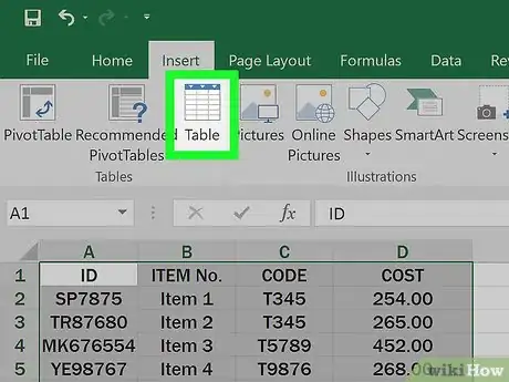 Image intitulée Make Tables Using Microsoft Excel Step 4