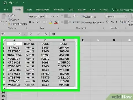 Image intitulée Make Tables Using Microsoft Excel Step 2