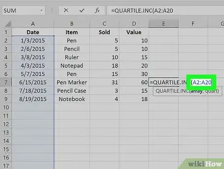 Image intitulée Calculate Quartiles in Excel Step 4