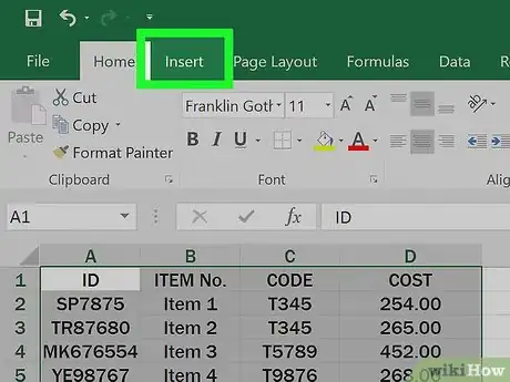 Image intitulée Make Tables Using Microsoft Excel Step 3