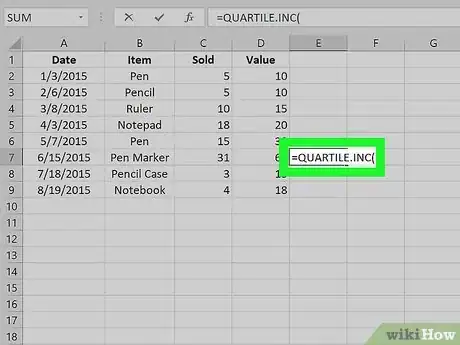 Image intitulée Calculate Quartiles in Excel Step 3
