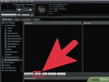 Image intitulée Add Podcast Subscriptions in Winamp Step 4