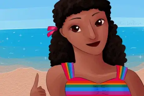 Image intitulée Woman in Rainbow at the Beach.png