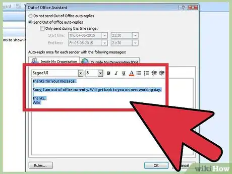 Image intitulée Turn On or Off the Out of Office Assistant in Microsoft Outlook Step 6