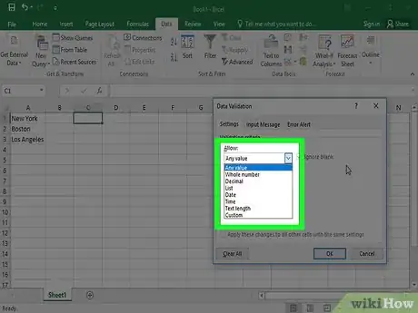 Image intitulée Create a Drop Down List in Excel Step 6