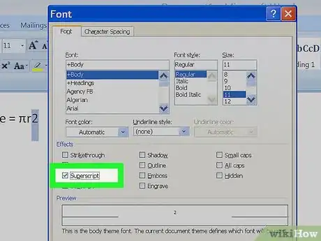 Image intitulée Add Exponents to Microsoft Word Step 7