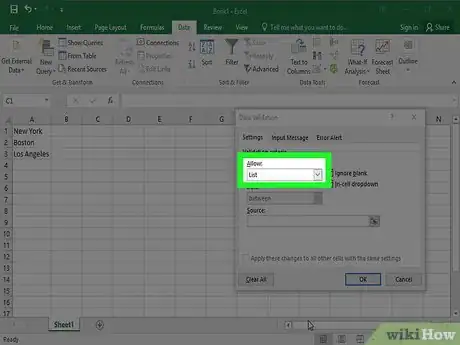 Image intitulée Create a Drop Down List in Excel Step 7