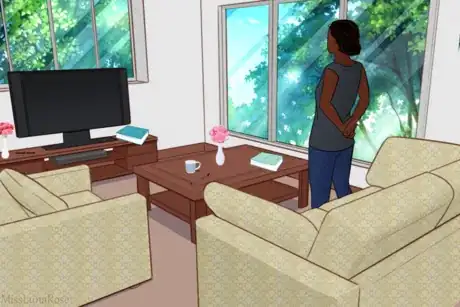 Image intitulée Girl Stands in Living Room.png