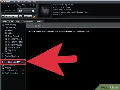 Image intitulée Add Podcast Subscriptions in Winamp Step 2