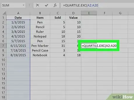 Image intitulée Calculate Quartiles in Excel Step 10
