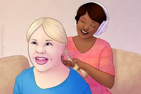 Image intitulée Girl Braids Hair of Friend with Down Syndrome.png