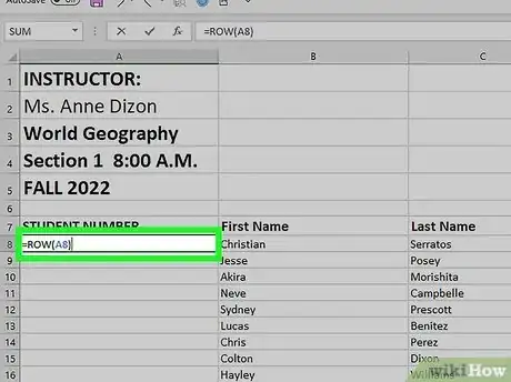 Image intitulée Add Autonumber in Excel Step 2