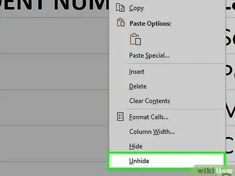 Image intitulée Unhide Columns in Excel Step 6