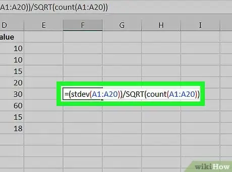 Image intitulée Calculate Standard Error of the Mean in Excel Step 4