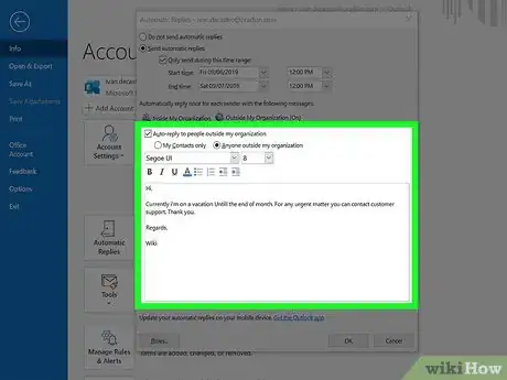 Image intitulée Set Up Out of Office in Outlook Step 8