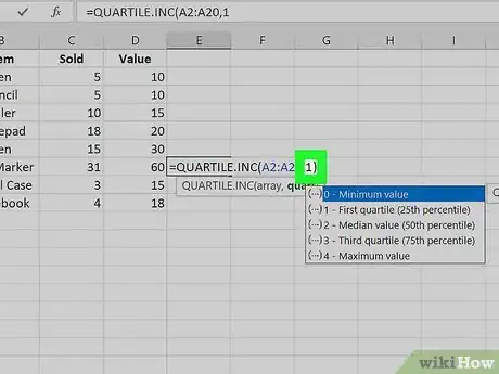 Image intitulée Calculate Quartiles in Excel Step 5