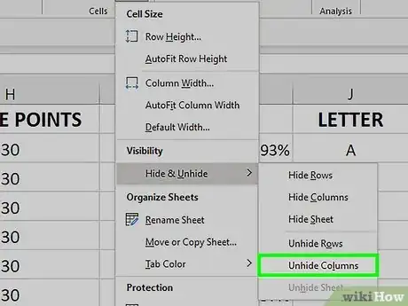 Image intitulée Unhide Columns in Excel Step 16