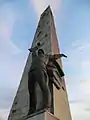 Soviet soldier statue next to the former obelisk