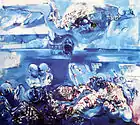Nebih Muriqi, "Blue symphony", oil on canvas, 200 × 190 cm, 2000