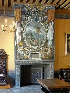 Fireplace in the Hall of Arms of the Constable, Solomon and the Queen of Sheba (about 1550)