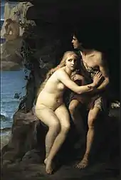 Acis and Galatea hiding from Polyphemus, by Édouard Zier (1877)