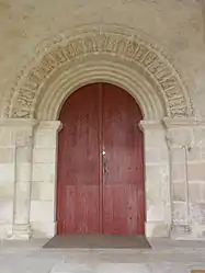 The door of the church in Lusignan-Petit