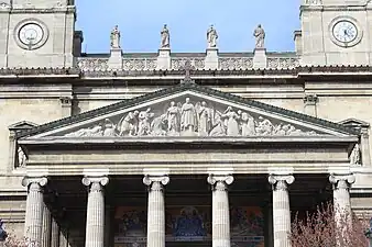 Neoclassical pediment of the Church of Saint-Vincent-de-Paul, Paris, by Jacques Ignace Hittorff, 1830-1846