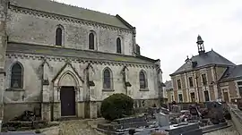 View of the Church, cemetery, and town hall