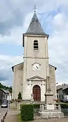 A view of the church and war memorial