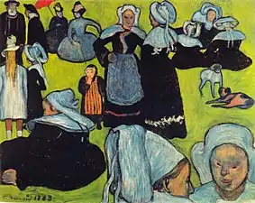 Breton Women in the Meadow by Émile Bernard, August 1888