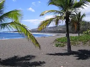 L'Étang-Salé Beach - a black sand beach from volcanic basalt