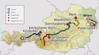 Map of the Tour of Austria 2012