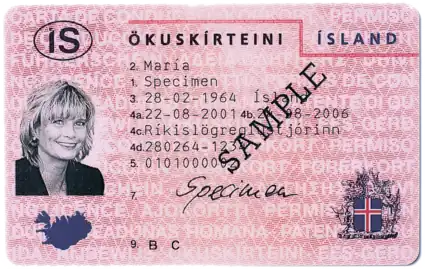 A 2001 series driving licence.