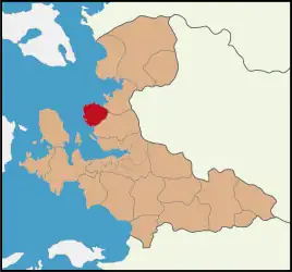 Map showing Foça District in İzmir Province