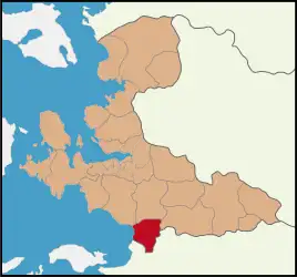 Map showing Selçuk District in İzmir Province