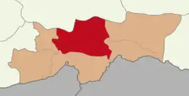 Map showing Şırnak District in Şırnak Province