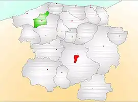 Map showing Şenpazar District (green) in Kastamonu Province
